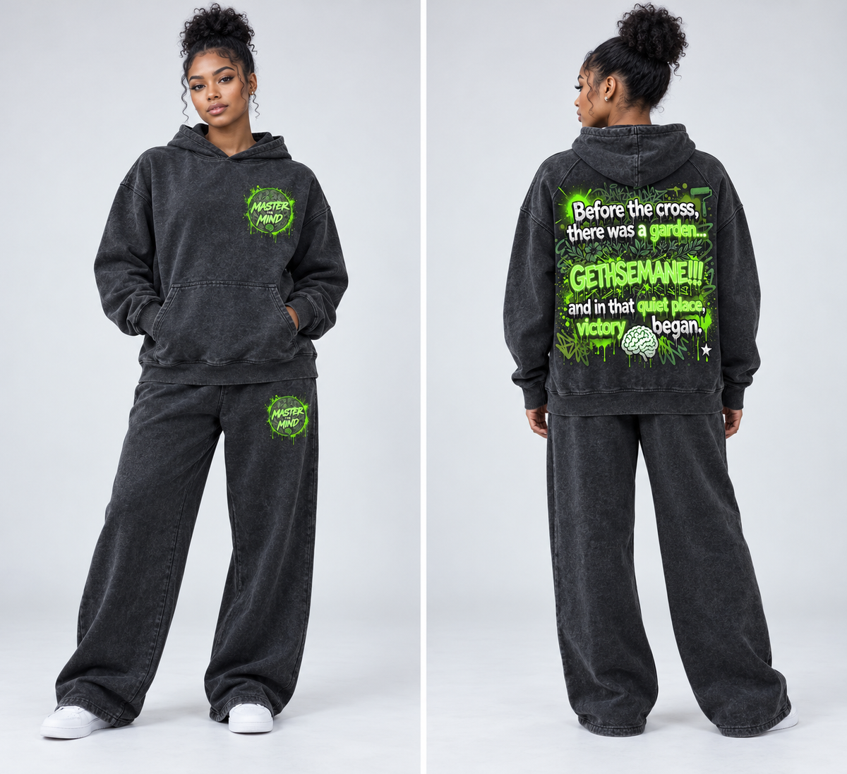 Gethsemane Mineral Wash Hoodie & Sweatpants Set (Pink, Green and Red)