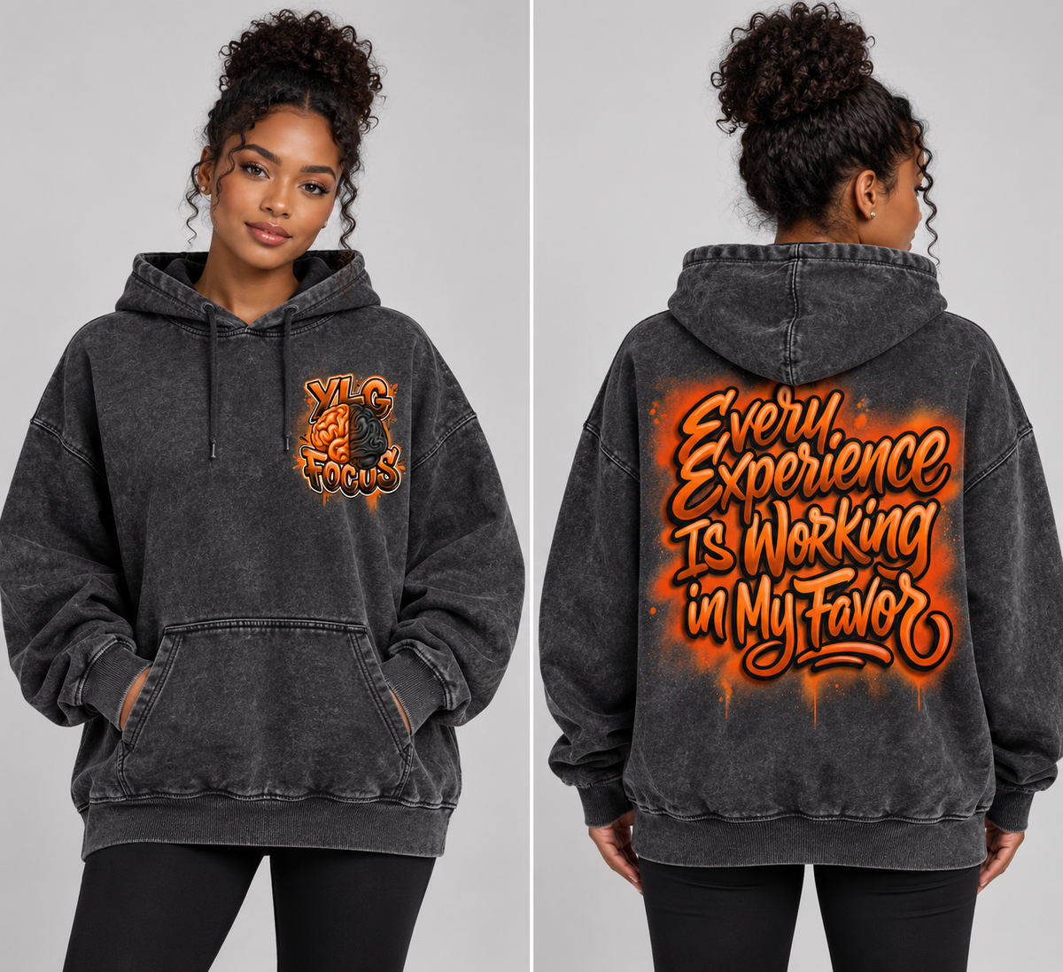 "Every Experience Is Working in My Favor" Vintage Mineral Wash Hoodie