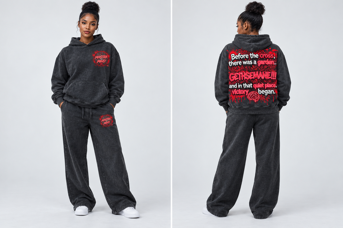 Gethsemane Mineral Wash Hoodie & Sweatpants Set (Pink, Green and Red)