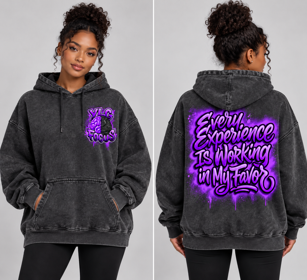 "Every Experience Is Working in My Favor" Vintage Mineral Wash Hoodie