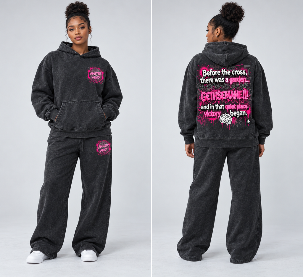 Gethsemane Mineral Wash Hoodie & Sweatpants Set (Pink, Green and Red)