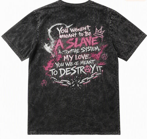 "Destroy The System" Vintage Mineral Wash Graphic Tee- YLG Collection