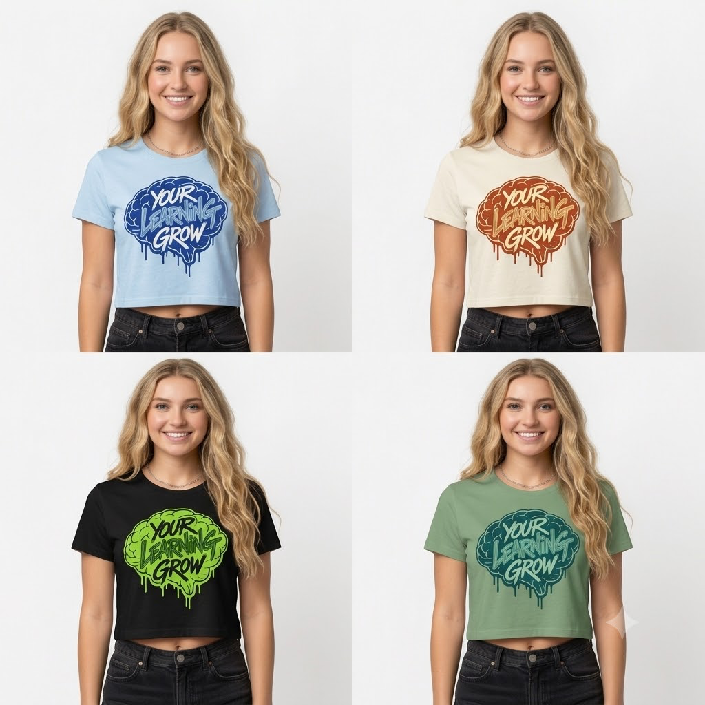 "Chromatic Minds" Your Learning Grow Cropped Graphic Tee