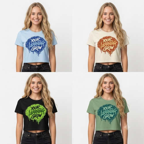 "Chromatic Minds" Your Learning Grow Cropped Graphic Tee