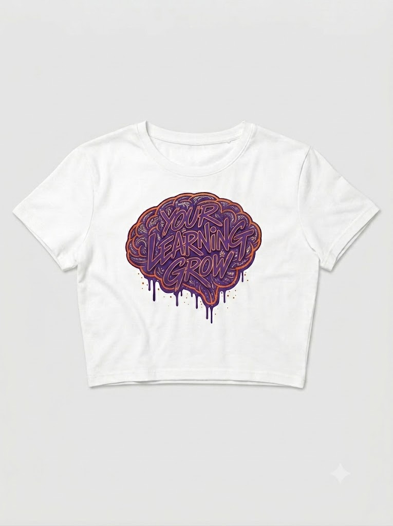 "Chromatic Minds" Your Learning Grow Cropped Graphic Tee