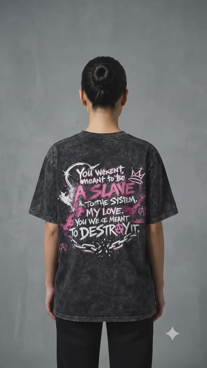 "Destroy The System" Vintage Mineral Wash Graphic Tee- YLG Collection